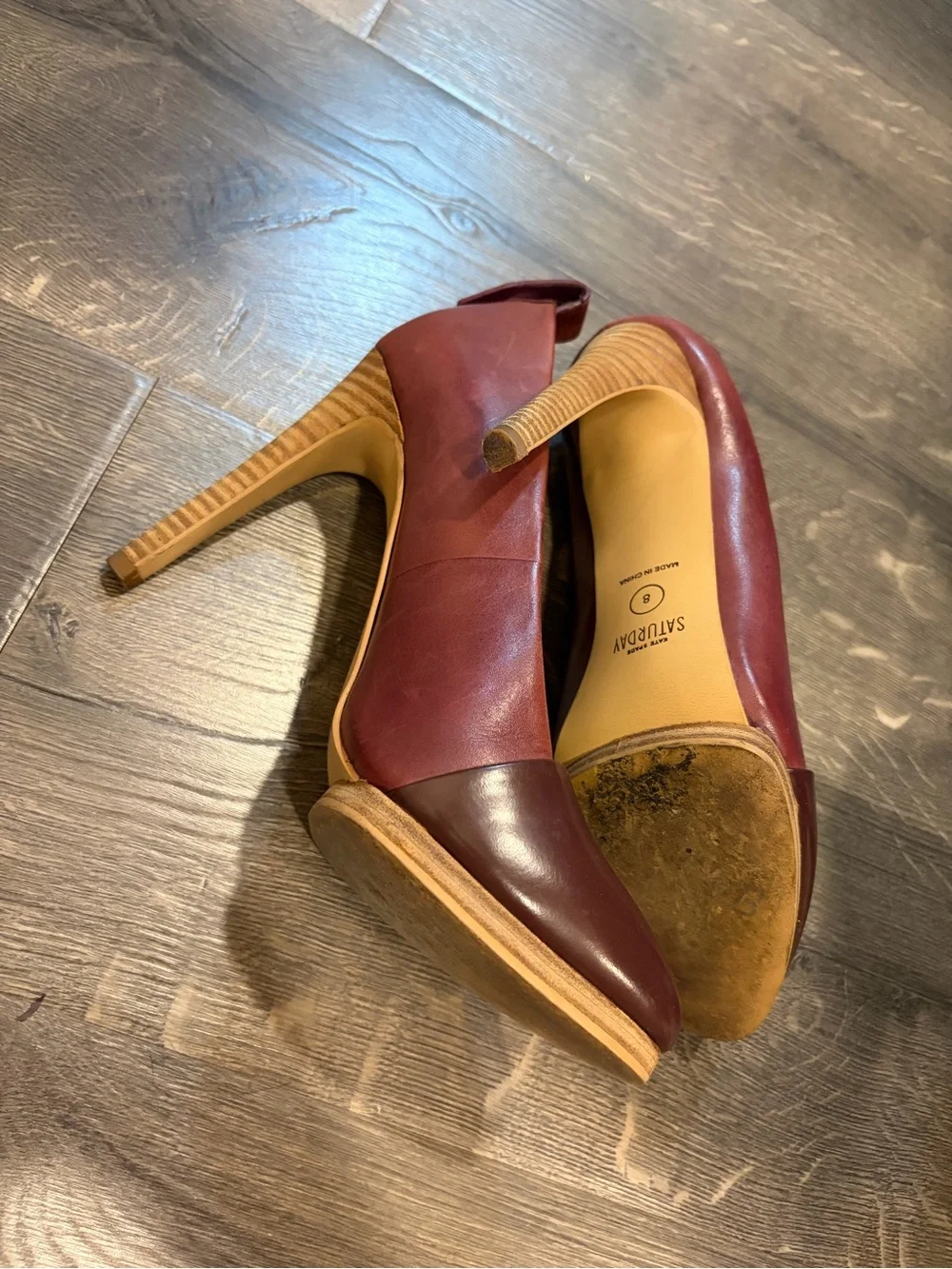 kate spade Two-Tone Brown and Burgundy High Heel Pumps